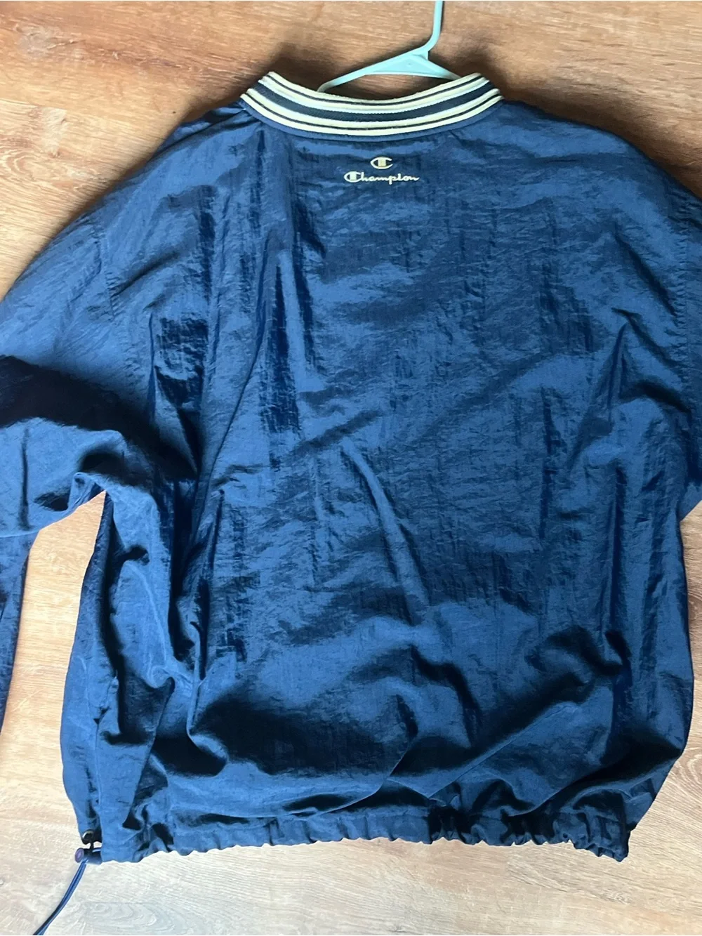 Champion Navy and Gold Notre Dame Pullover Windbreaker